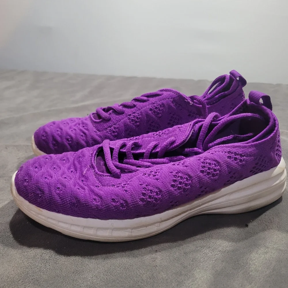 Purple Knit Athletic Sneakers Lace Up Lightweight Breathable Running Shoes‎